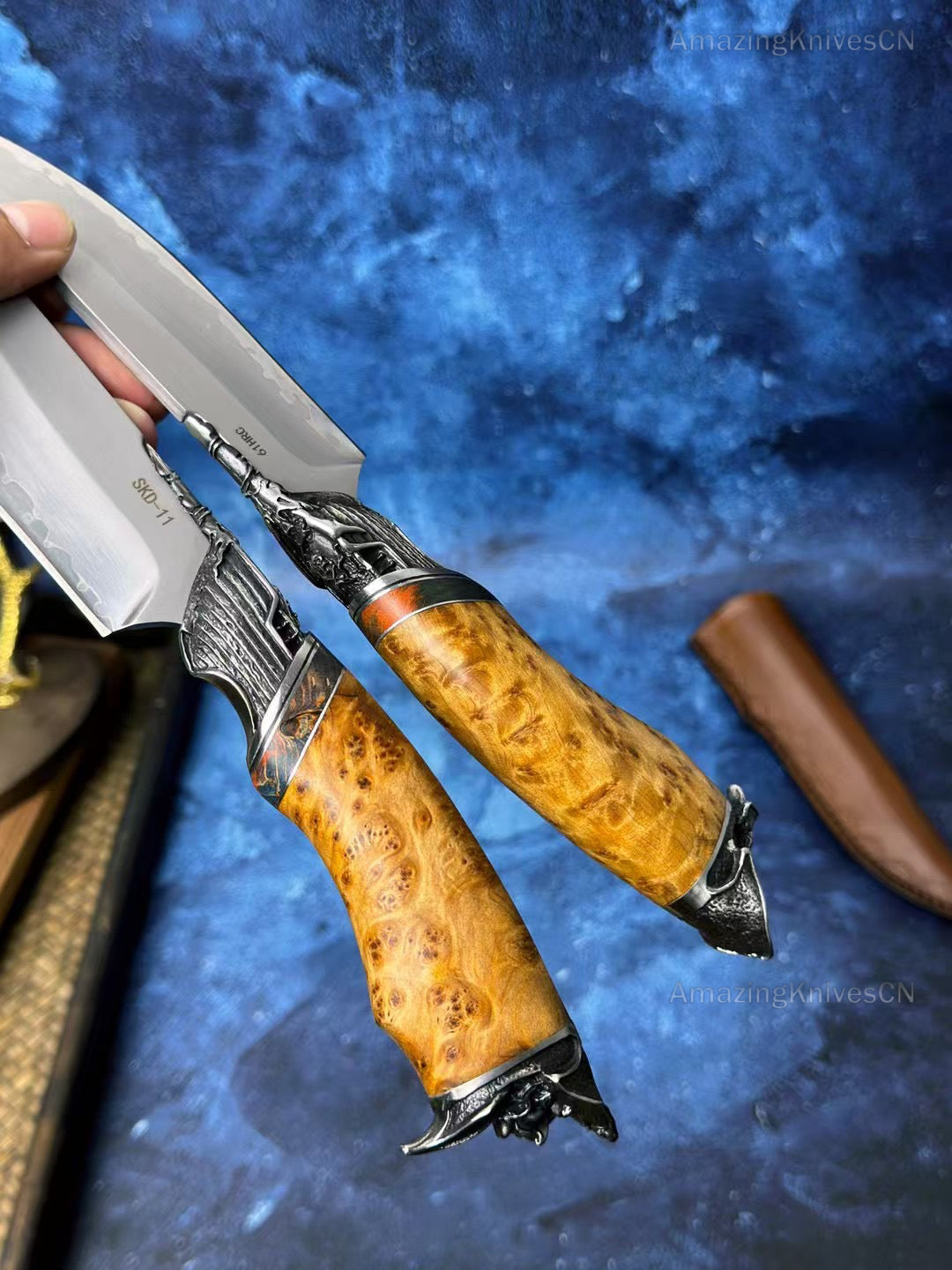 Handmade Japanese SKD-11 Steel Hunting Knife Survival Fighter Bowie Collectible - AK-HT0975