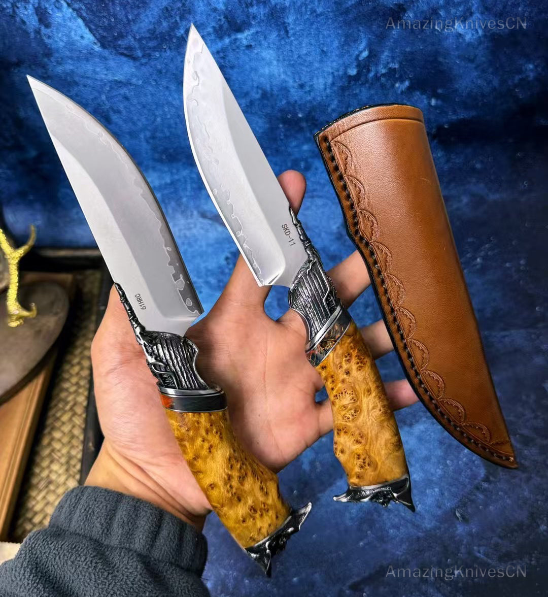 Handmade Japanese SKD-11 Steel Hunting Knife Survival Fighter Bowie Collectible - AK-HT0975
