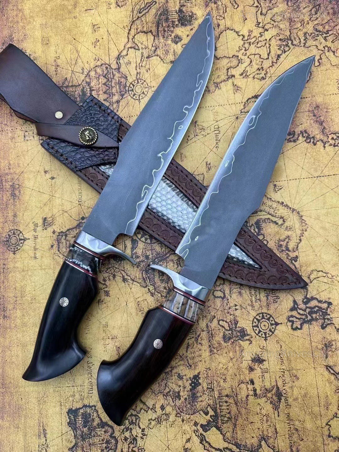 Hand Forged Japanese SKD-11 Steel Big Bowie Hunting Knife Survival Full Tang - AK-HT0848