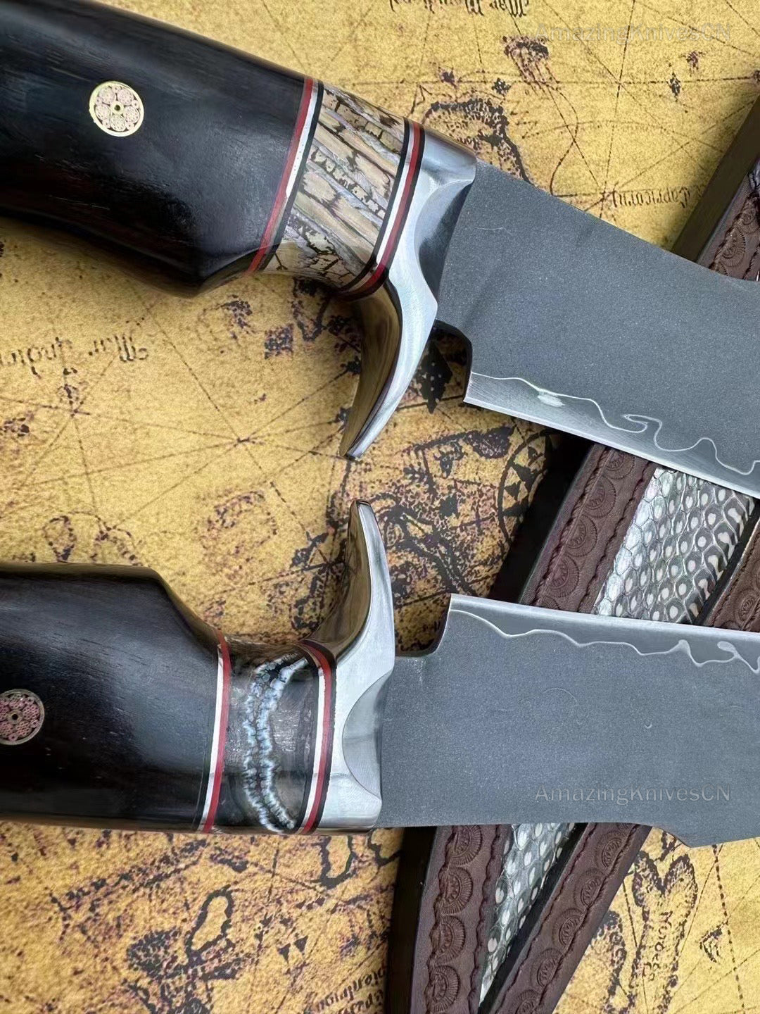 Hand Forged Japanese SKD-11 Steel Big Bowie Hunting Knife Survival Full Tang - AK-HT0848