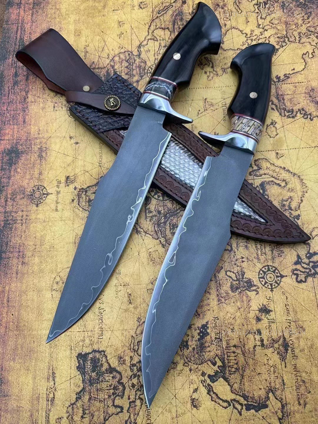 Hand Forged Japanese SKD-11 Steel Big Bowie Hunting Knife Survival Full Tang - AK-HT0848