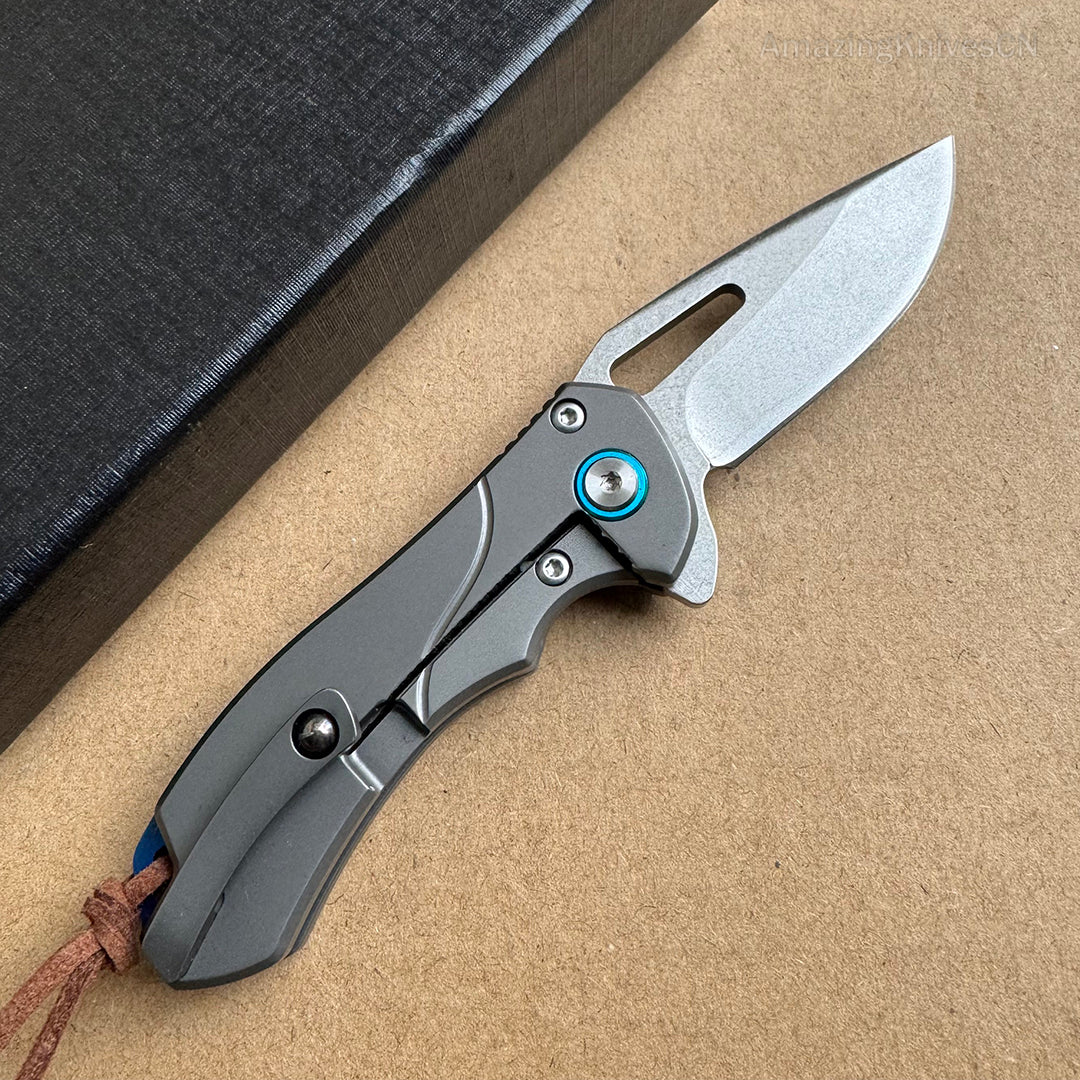 M390 Blade Pocket Knife Titanium Handle with Clip- AK-HT0930