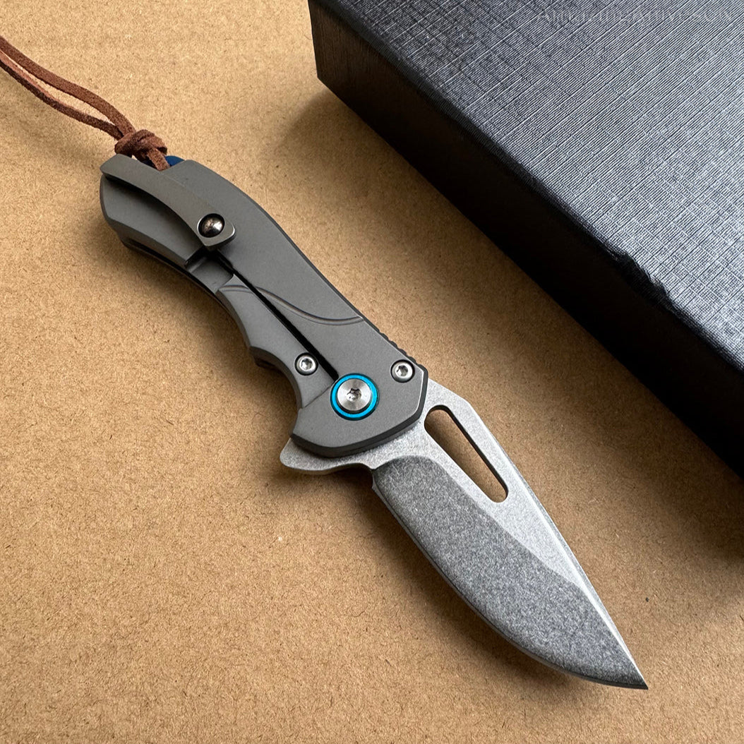 M390 Blade Pocket Knife Titanium Handle with Clip- AK-HT0930