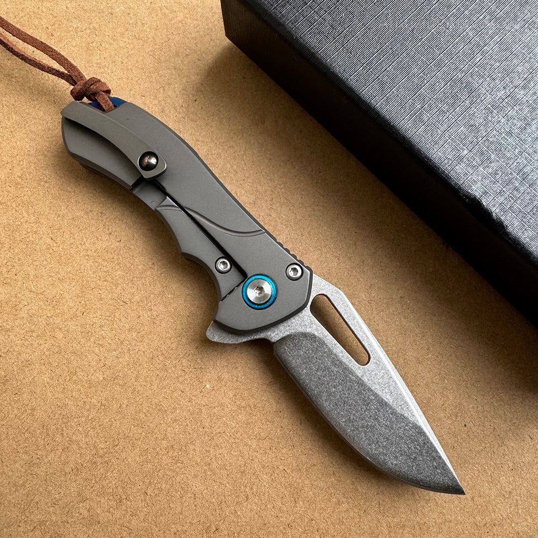 M390 Blade Pocket Knife Titanium Handle with Clip- AK-HT0930