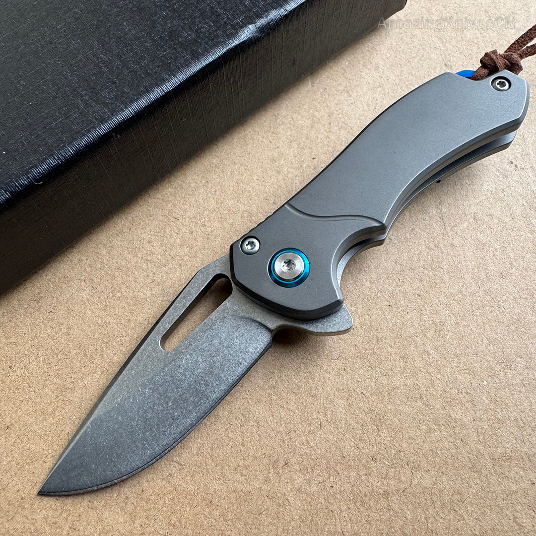 M390 Blade Pocket Knife Titanium Handle with Clip- AK-HT0930