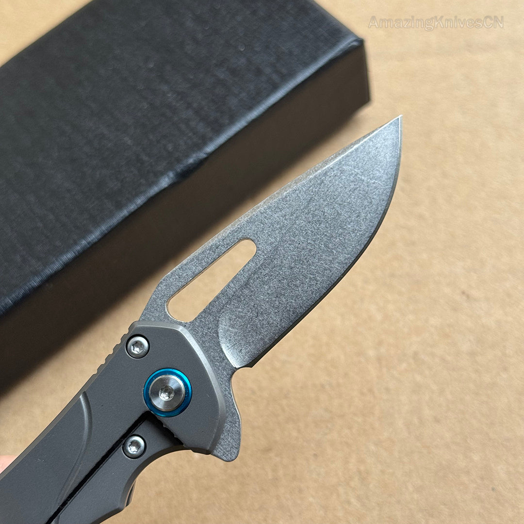 M390 Blade Pocket Knife Titanium Handle with Clip- AK-HT0930