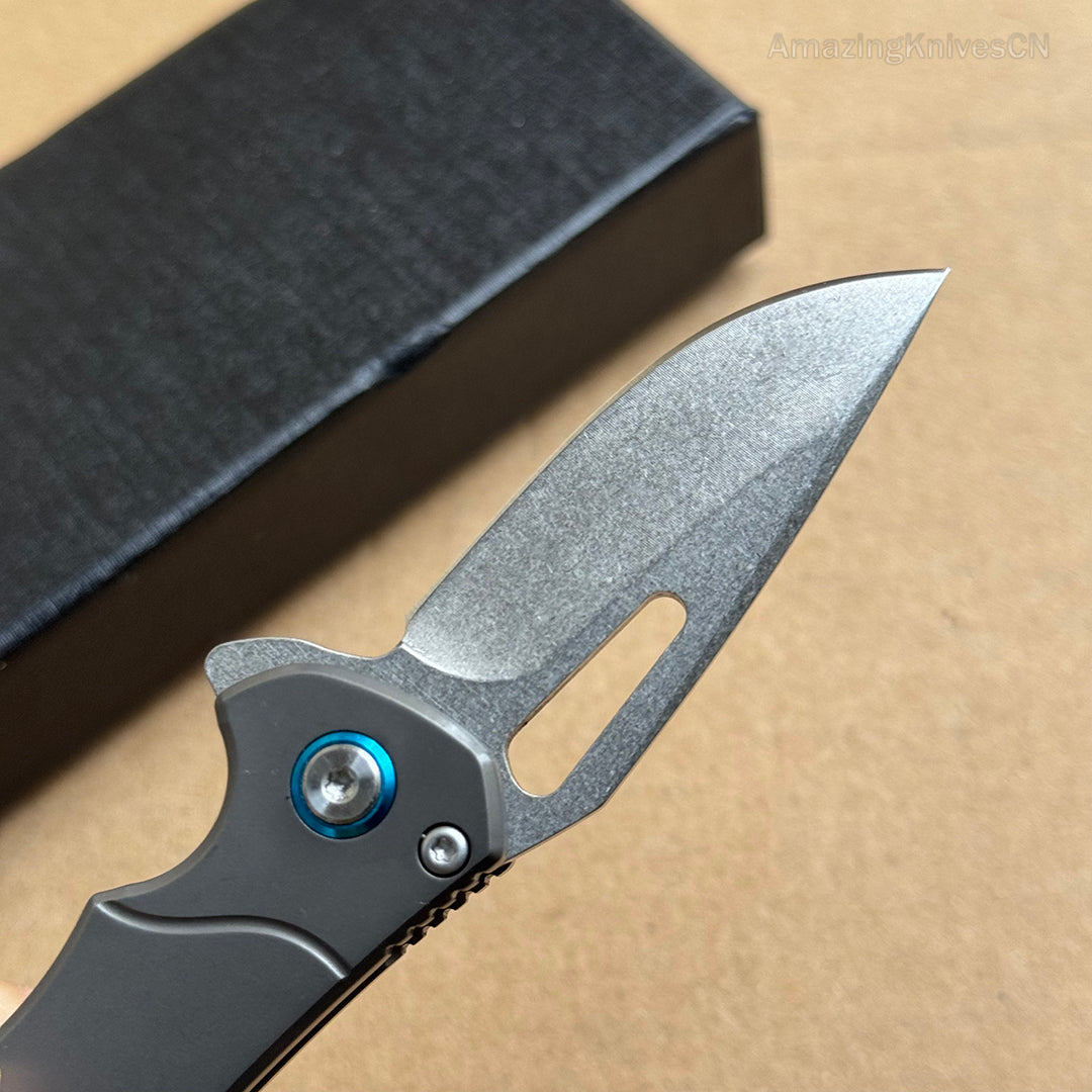 M390 Blade Pocket Knife Titanium Handle with Clip- AK-HT0930