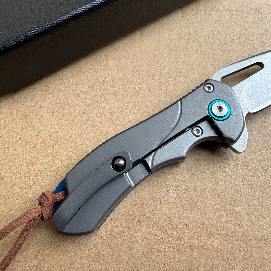 M390 Blade Pocket Knife Titanium Handle with Clip- AK-HT0930