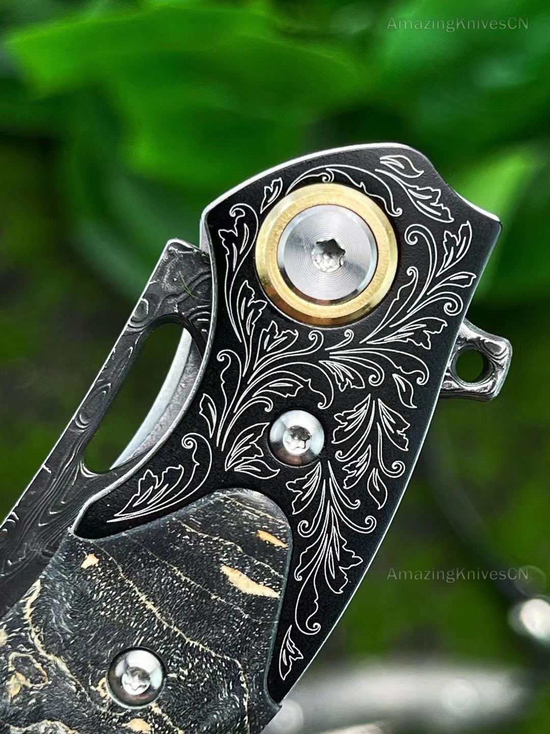 Vg10 Damascus Hunting Knife Folding Pocket Knife Survival Ball Bearing W/sheath - AK-HT0858
