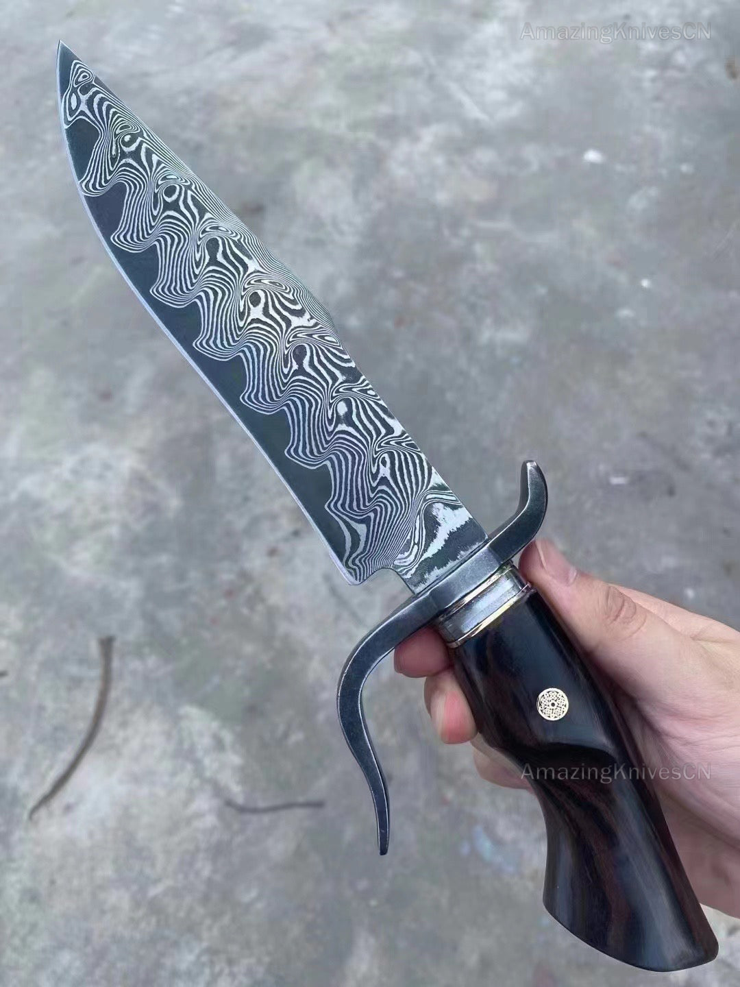 Handmade VG10 Damascus Steel Hunting Knife Survival Bowie Knife w/ Sheath Outdoor - AK-HT0638-S2