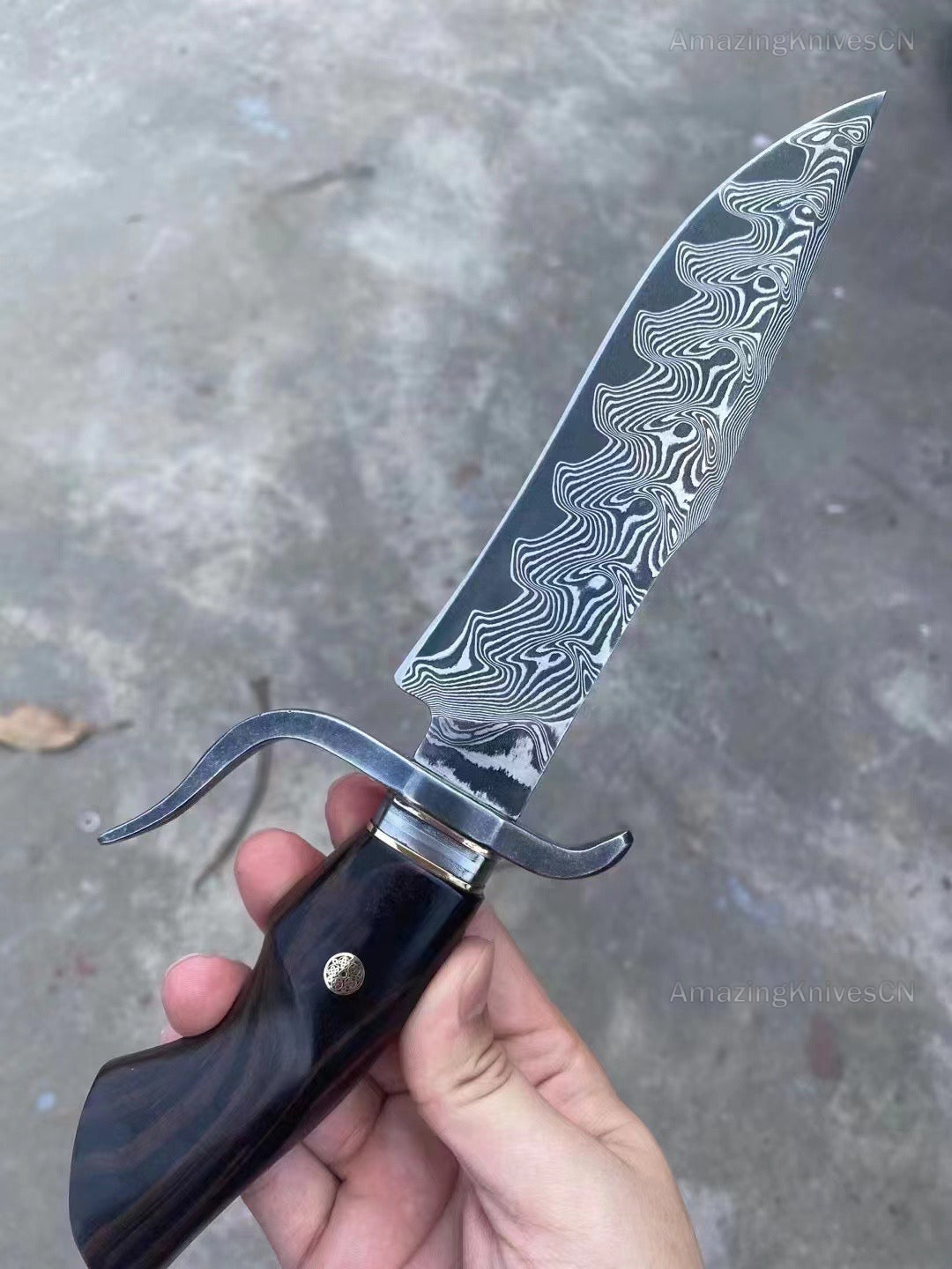 Handmade VG10 Damascus Steel Hunting Knife Survival Bowie Knife w/ Sheath Outdoor - AK-HT0638-S2