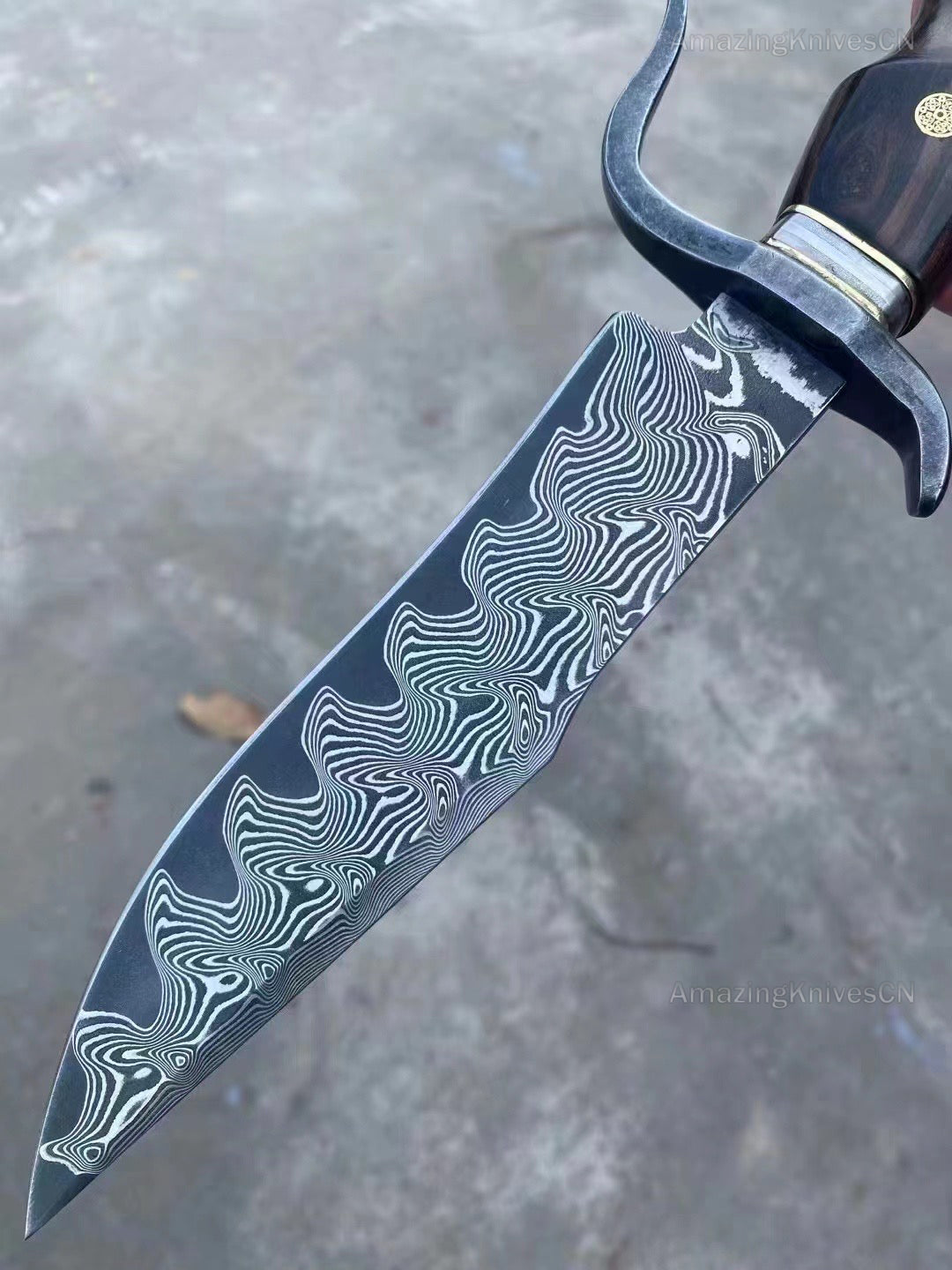 Handmade VG10 Damascus Steel Hunting Knife Survival Bowie Knife w/ Sheath Outdoor - AK-HT0638-S2