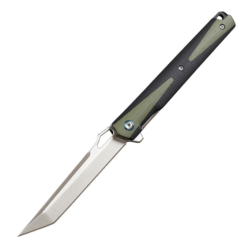 14C28N Steel Pocket Knife G10 Handle Tanto Point Flipper EDC - AK-HT0996
