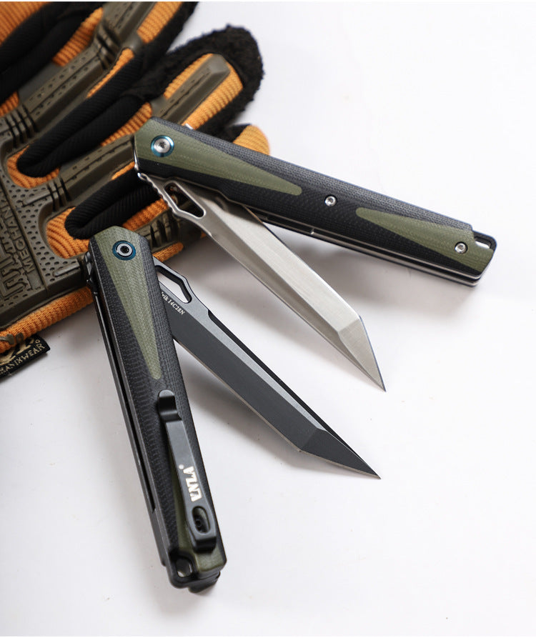 14C28N Steel Pocket Knife G10 Handle Tanto Point Flipper EDC - AK-HT0996