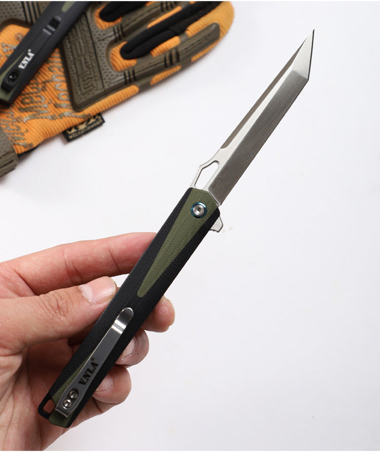 14C28N Steel Pocket Knife G10 Handle Tanto Point Flipper EDC - AK-HT0996