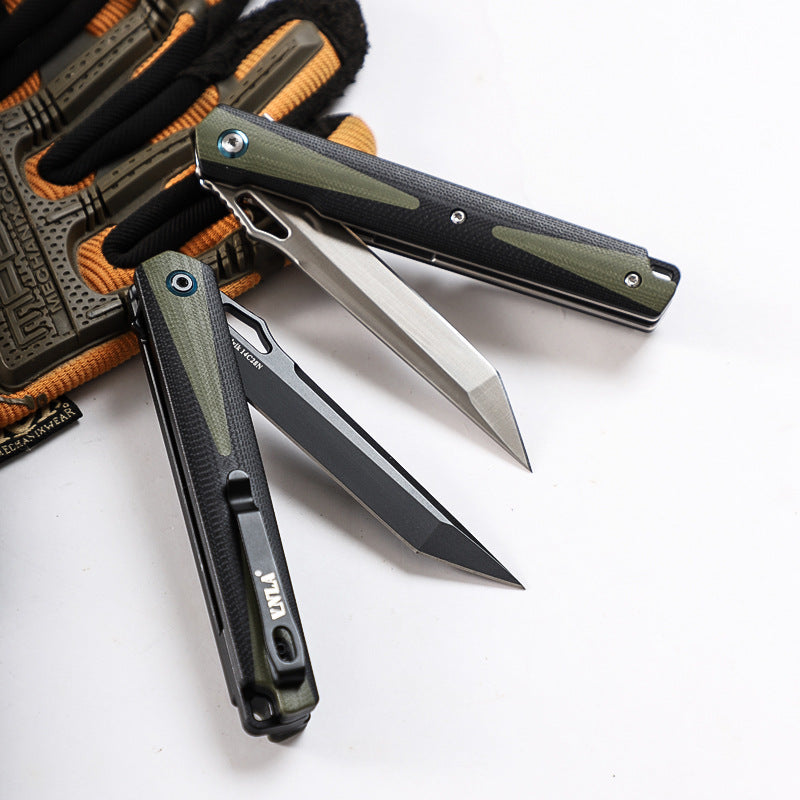 14C28N Steel Pocket Knife G10 Handle Tanto Point Flipper EDC - AK-HT0996