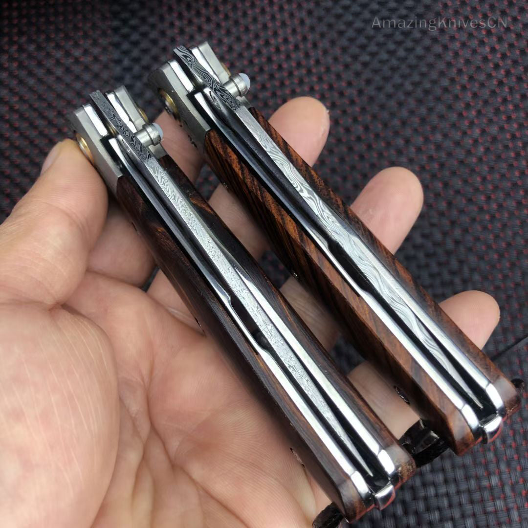 High-Quality Handmade Collectible-Grade Imported Swedish Powdered Steel Damascus Folding Knife - AK-HT0881