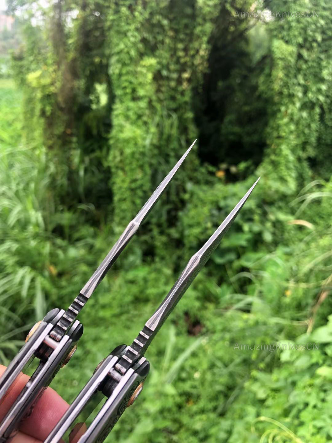 Vg10 Damascus Hunting Survival Folding Pocket Knife Carbon Fiber Ball Bearing - AK-HT0831 -C