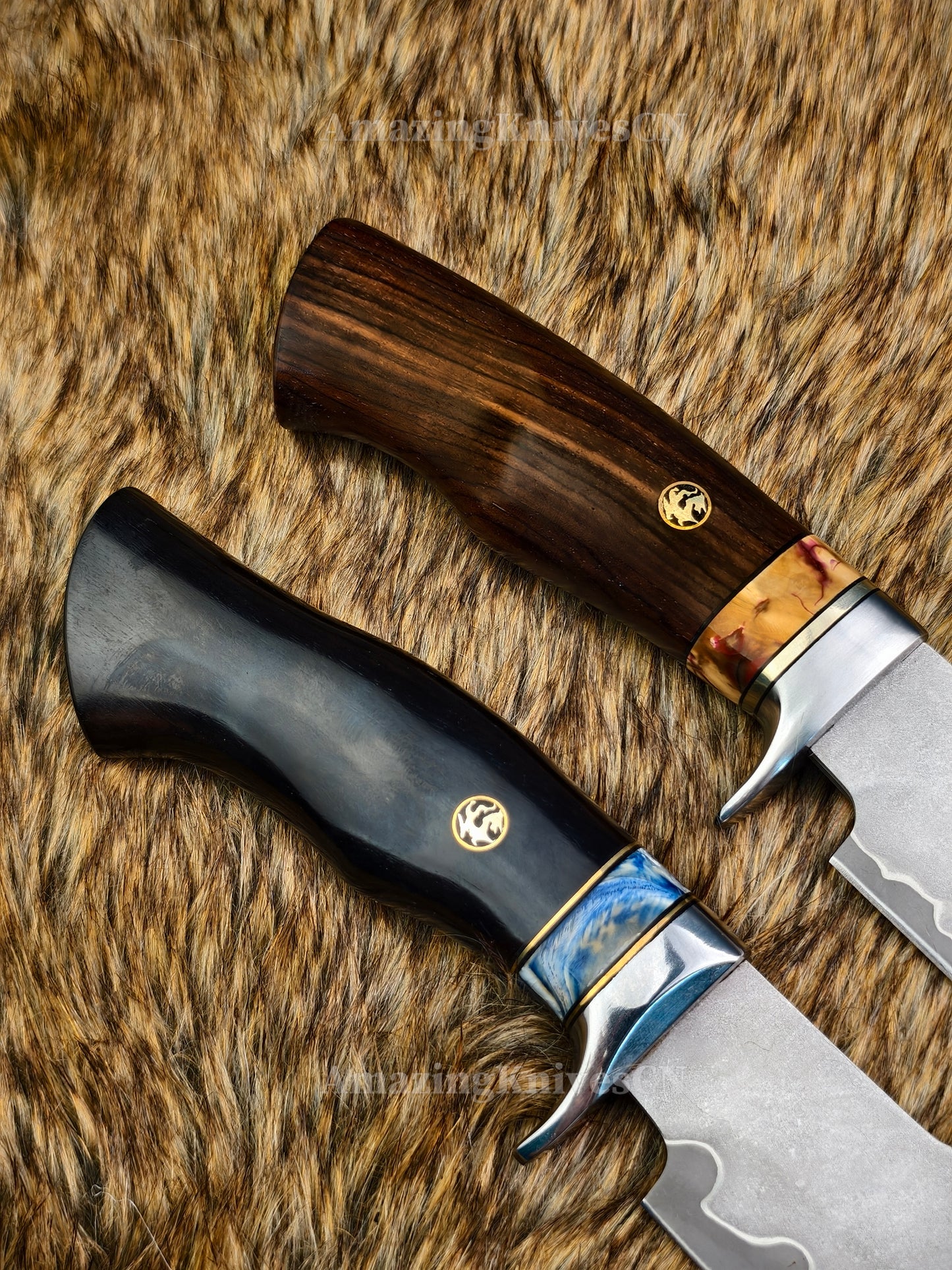 Rare Handforged Damascus Steel Ironwood Straight Hunting Outdoor Knife with Sheath- AK-HT0998