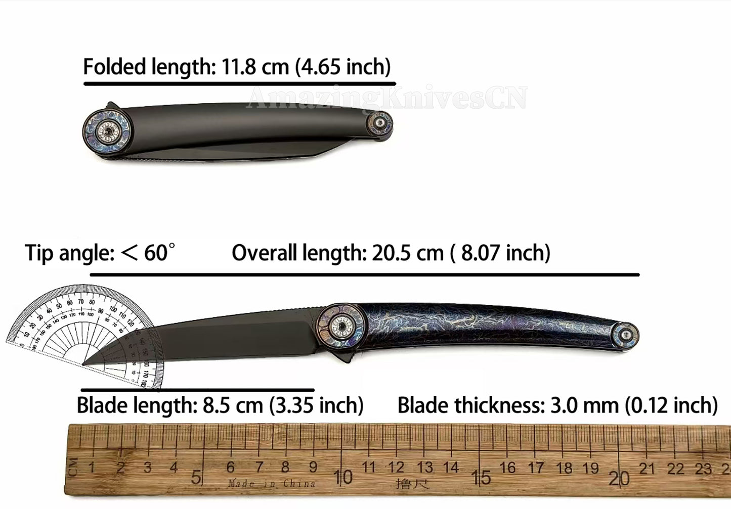 Japanese DC53 Steel Blade Pocket Knife Full Titanium Handle - AK-HT1014