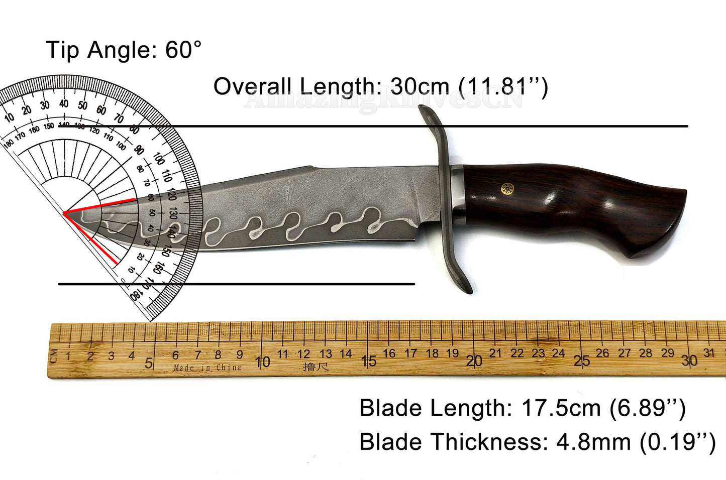 Hand Forged Damascus Steel Hunting Knife Bowie Survival Fixed Blade Full Tang- AK-HT0779-N