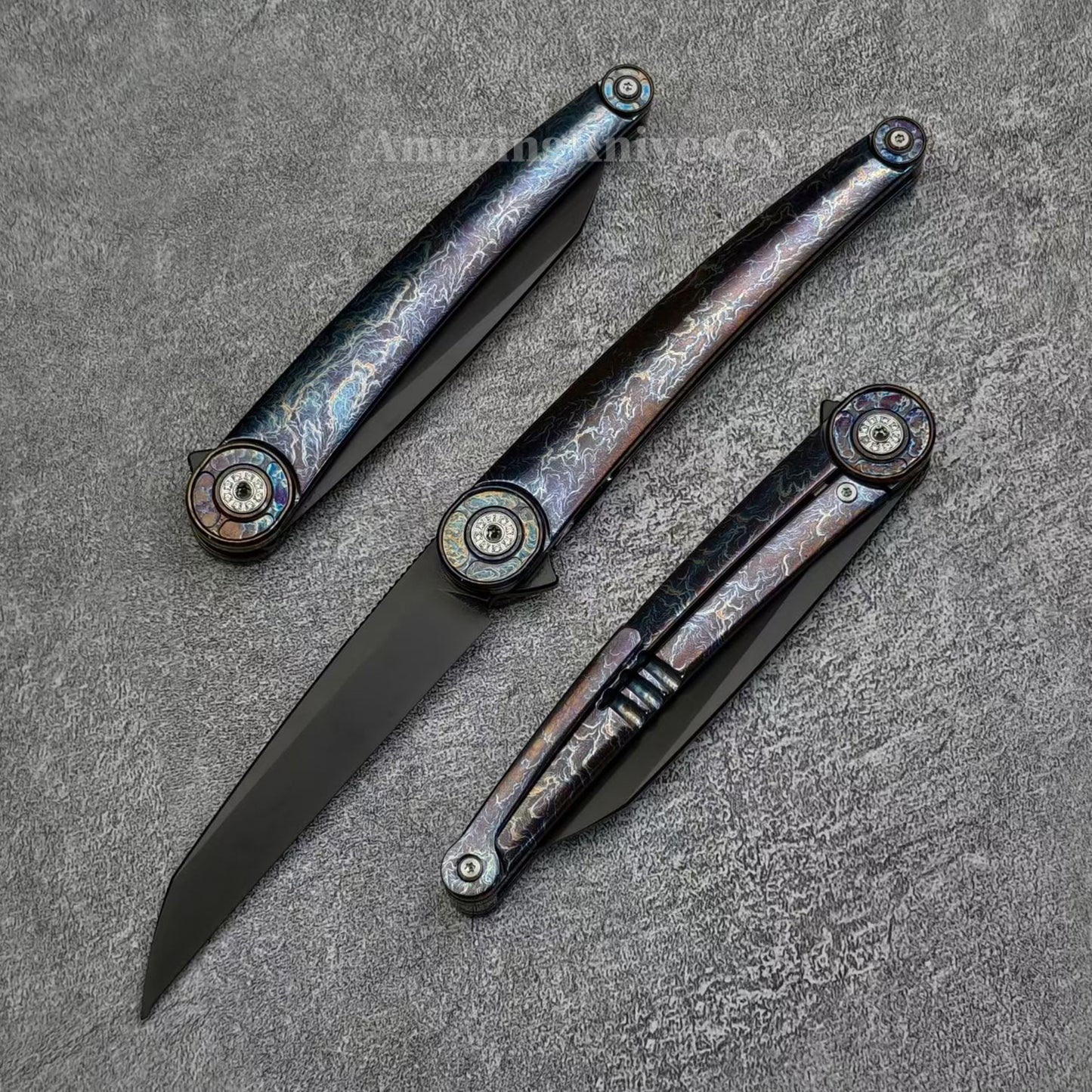 Japanese DC53 Steel Blade Pocket Knife Full Titanium Handle - AK-HT1014