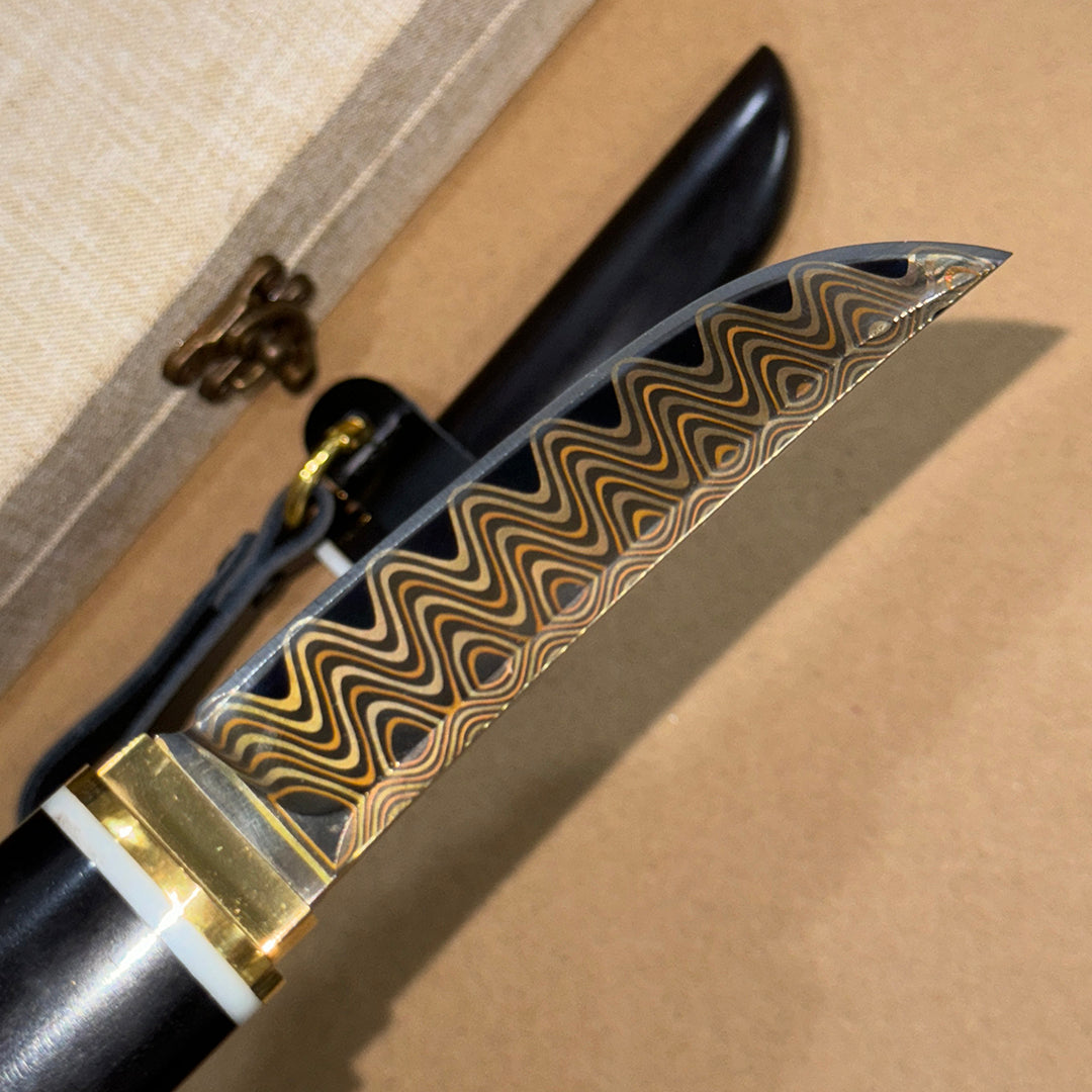 Handcrafted Japanese Style Katana Knife Copper Damascus Ninja Warrior Bushido - AK-HT0906