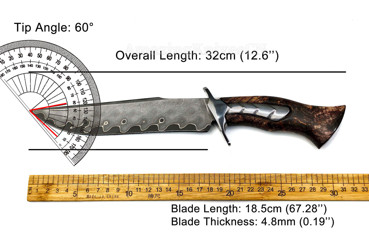 Hand Forged Damascus Steel Hunting Knife Bowie Survival Fixed Blade Full Tang- AK-HT0779-N
