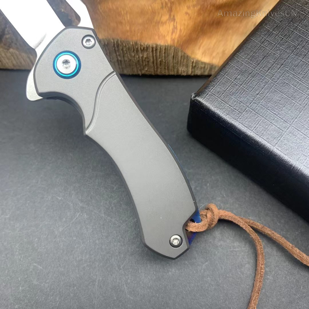 M390 Blade Pocket Knife Titanium Handle with Clip- AK-HT0930