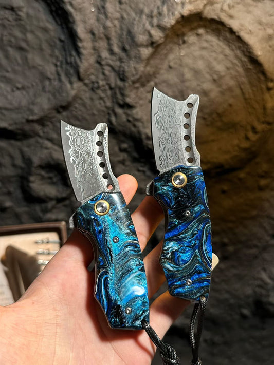 Handcrafted 75-Layer Damascus Folding Knife Tanto Point - AK-HT1059