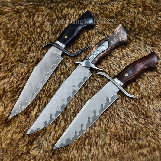 Hand Forged Damascus Steel Hunting Knife Bowie Survival Fixed Blade Full Tang- AK-HT0779-N