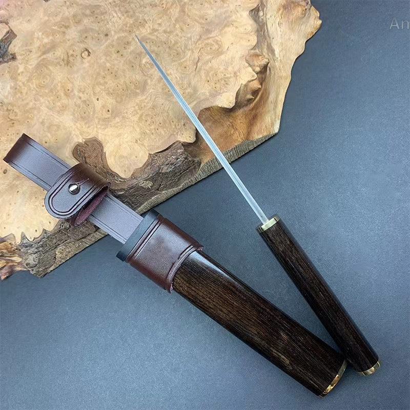 Japanese Style SKD-11 Steel Katana Knife Ninja Samurai Collectible Bushido Ebony - AK-HT0928