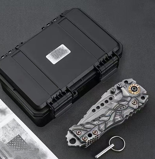 Handmade Z-Wear Powder Steel Folding Knife Titanium Handle Heavy Duty - AK-HT1025