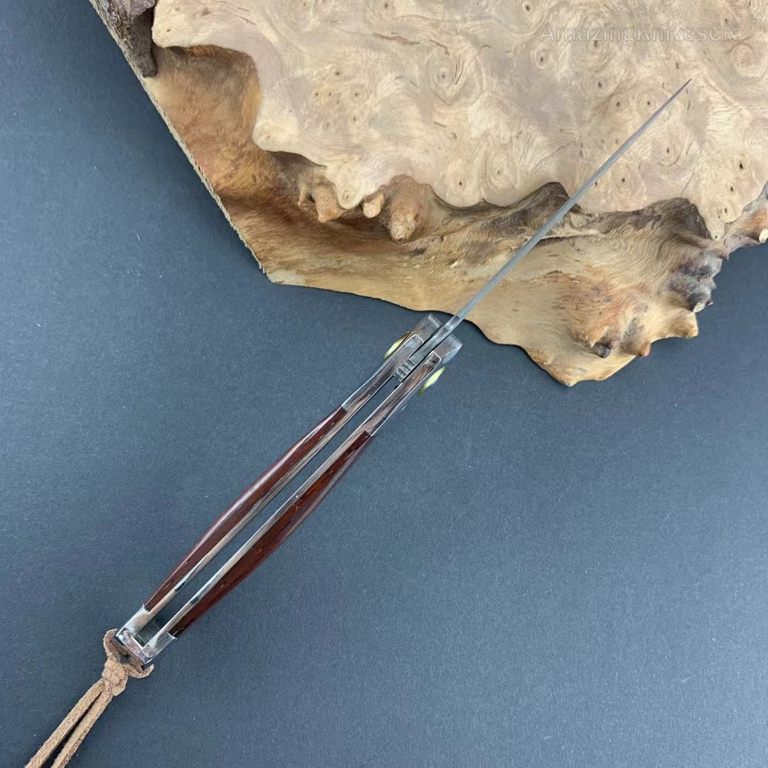 Damascus Steel Flipper Knife Folding Blade Tactical Knife Needle Point - AK-HT0919