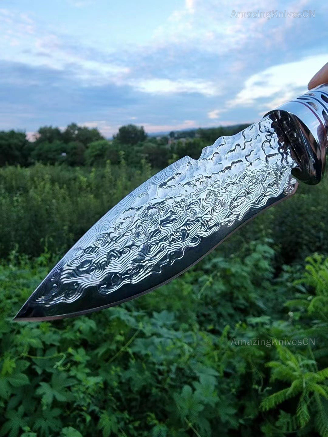 VG10 Damascus Survival knife Bowie Knife Hunting Knife Fixed Blade Stag Antler Sheath - AK-HT0915