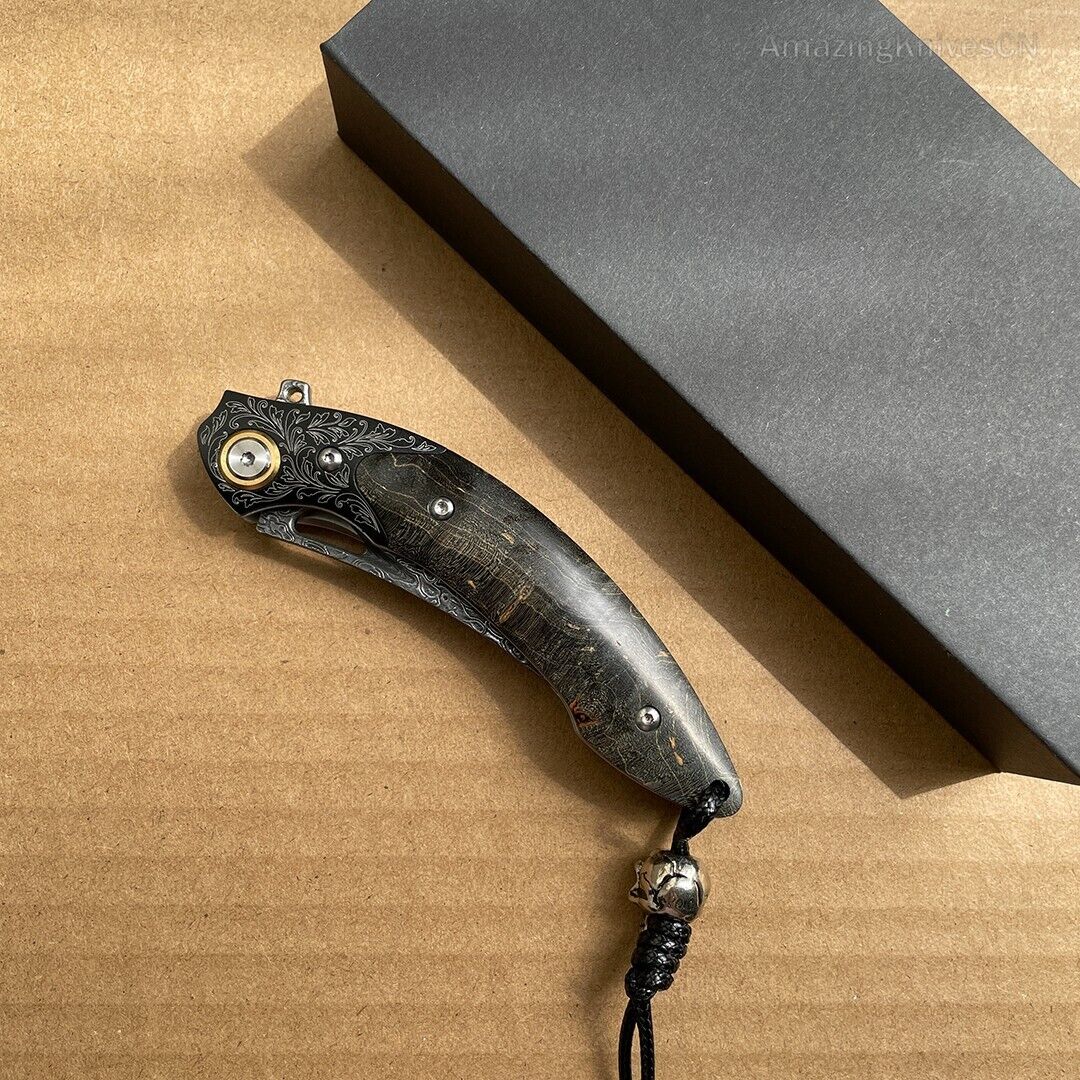 Vg10 Damascus Hunting Knife Folding Pocket Knife Survival Ball Bearing W/sheath - AK-HT0858