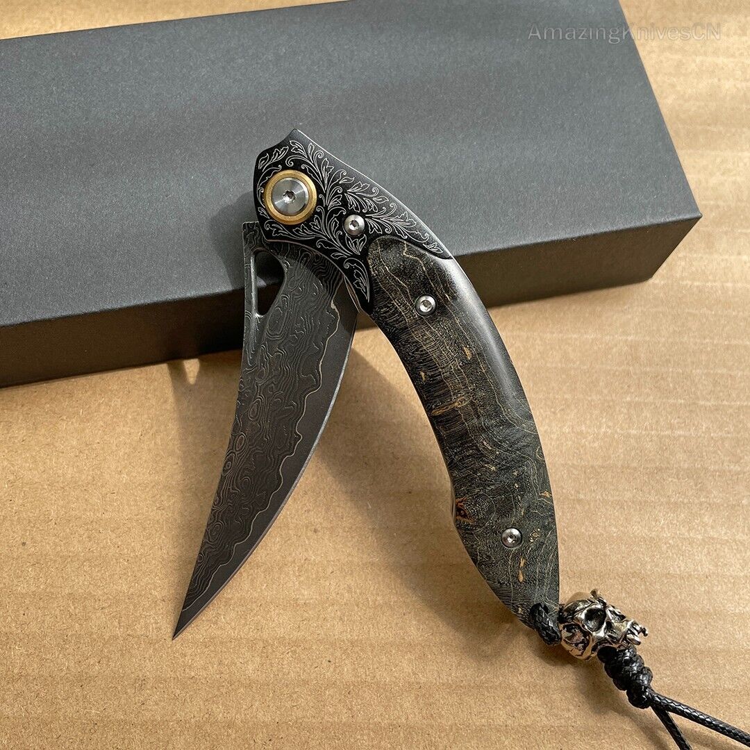 Vg10 Damascus Hunting Knife Folding Pocket Knife Survival Ball Bearing W/sheath - AK-HT0858