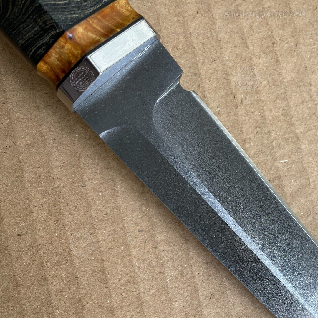 Wootz Steel Hunting Knife with Leather Sheath - AK-HT0775