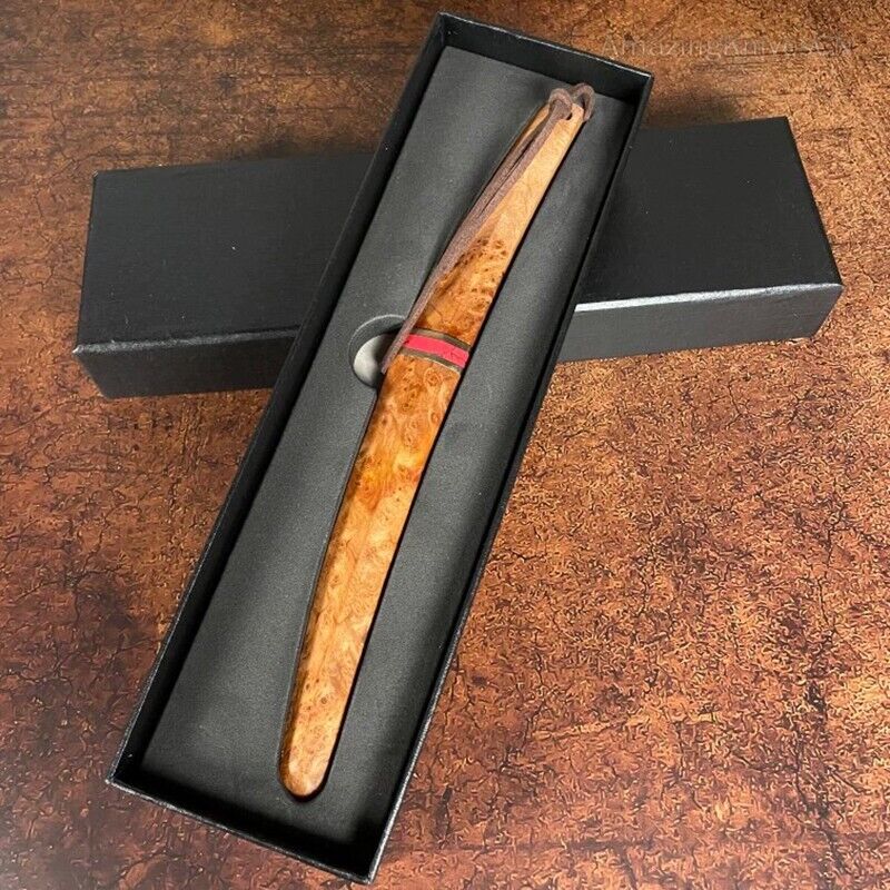 Japanese Style Mini Katana Knife Fixed Blade Damascus Steel Wooden Handle - AK-HT0886-D