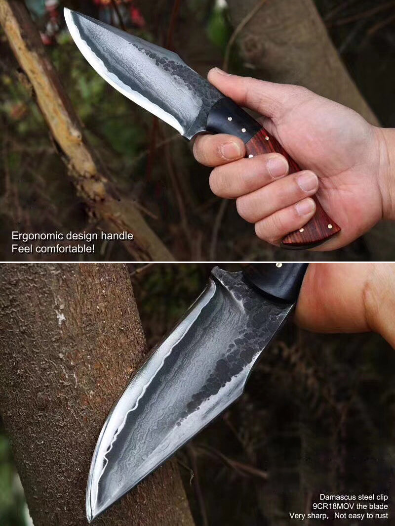 FORGED SAN MAI DAMASCUS HUNTER FIXED BLADE KNIFE FULL TANG - AK-HT0263