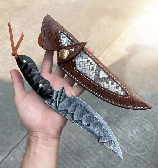 Fixed Blade Japanese Vg10 Damascus Steel Tactical Hunting Knife - AK-HT0326