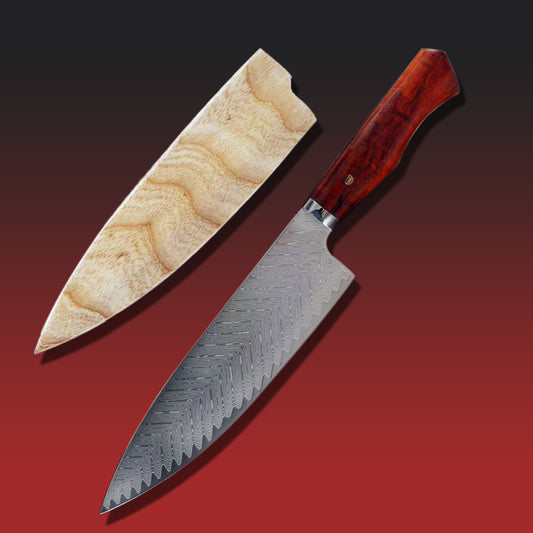 Japanese VG10 Damascus Steel Chef Knife Kitchen Gyuto w/ Wooden Sheath - AK-DC0548