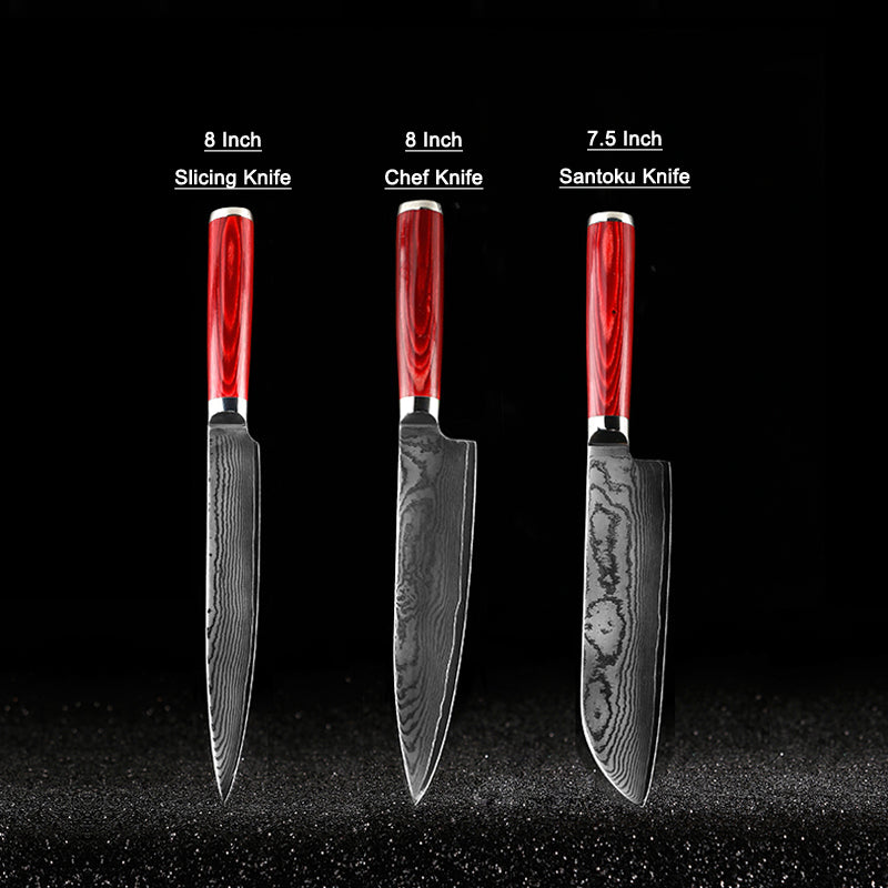 Japanese 67-Layer Damascus Kithcen Knife Set VG10 Steel Amazing Quality