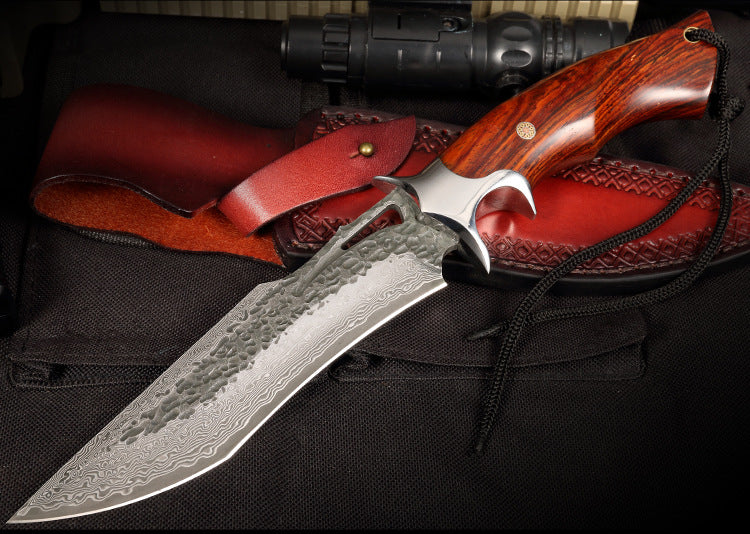 Handmade Forged Damascus Hunting Knife Handcrafted Fixed Blade - AK-HT0529-S