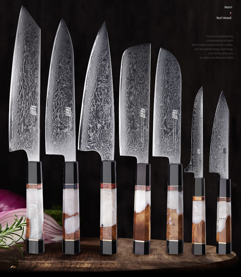 7 PCS Set Japanese AUS-10 67-Layer Damascus Steel Kithcen Knife Set Amazing Quality -AK-DS0789