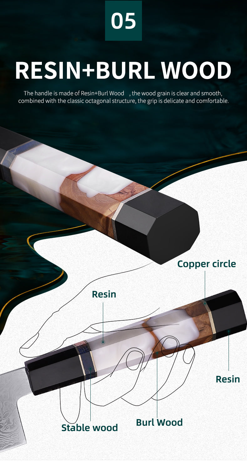 7 PCS Set Japanese AUS-10 67-Layer Damascus Steel Kithcen Knife Set Amazing Quality -AK-DS0789