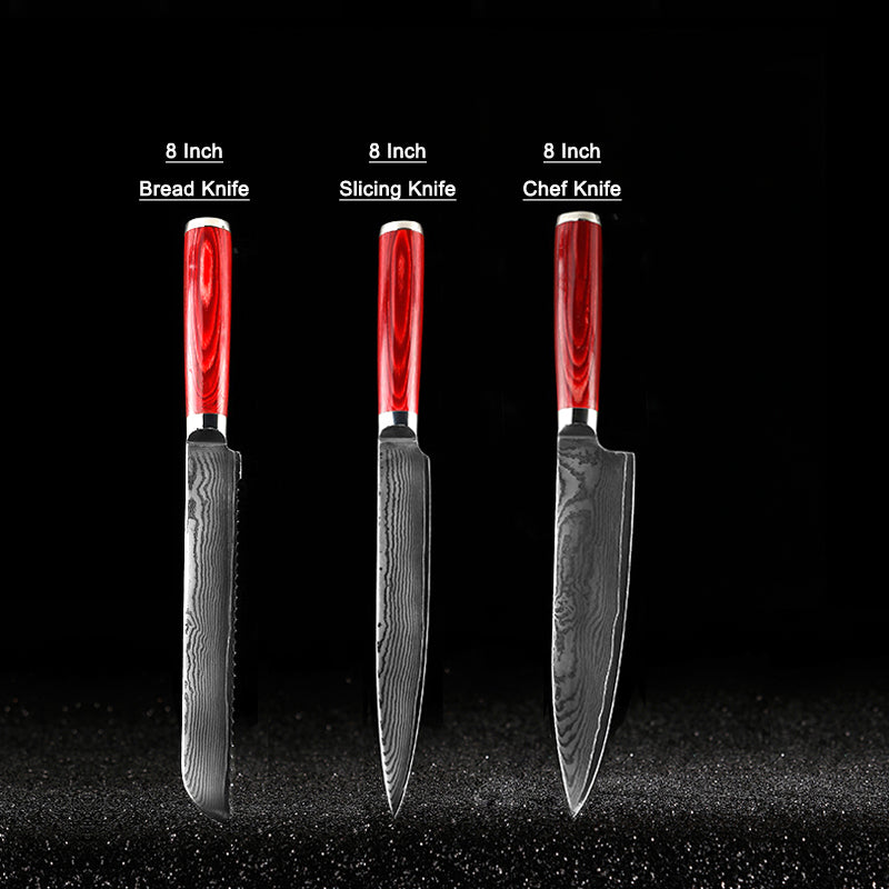 Japanese 67-Layer Damascus Kithcen Knife Set VG10 Steel Amazing Quality