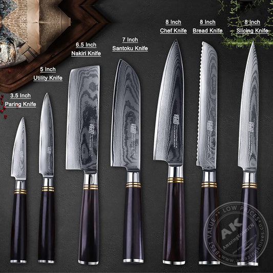 Japanese VG10 67-Layer Damascus Kithcen Knife Set Amazing Quality -AK-DS0593