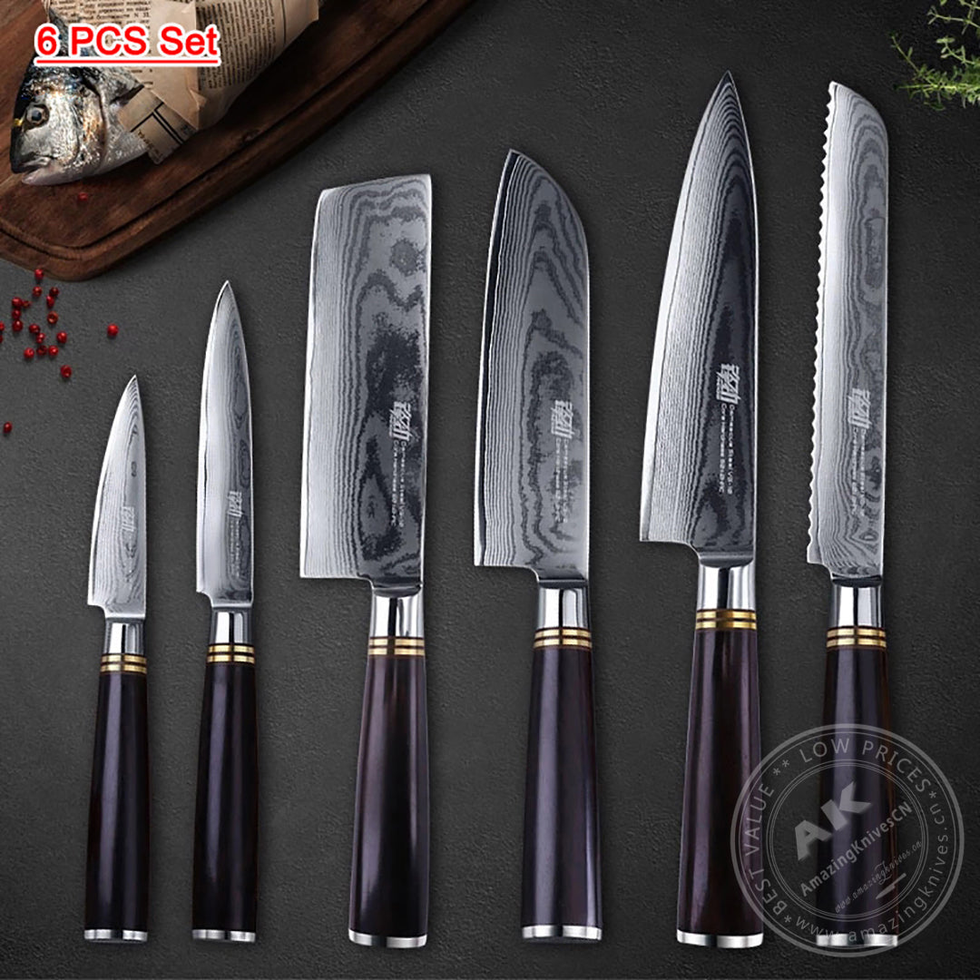 Japanese VG10 67-Layer Damascus Kithcen Knife Set Amazing Quality -AK-DS0593