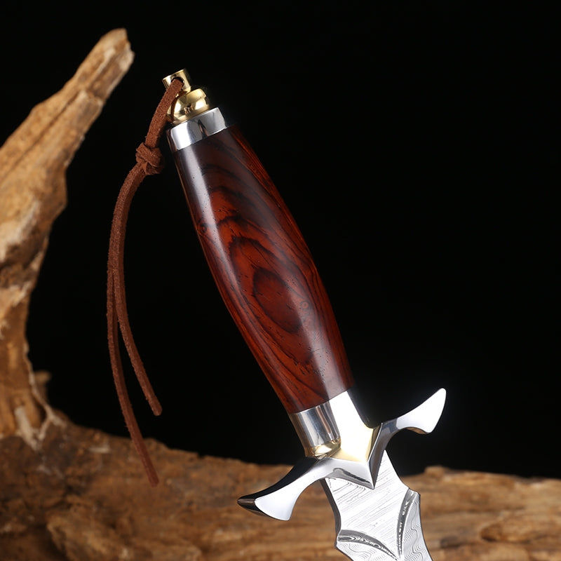 Handmade Dagger M390/Damascus Blade Knife Double Cutting Edge W/ Sheath Wood Edc - AK-HT0613